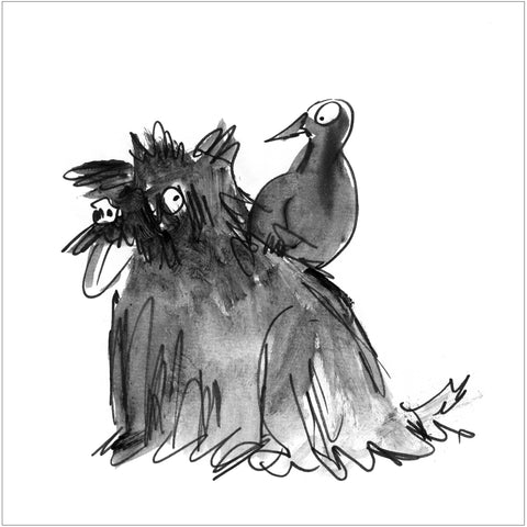 Beatrice Gaspari | Il cane e l'uccello | 27 x 27 cm | (MINI BEA 30)