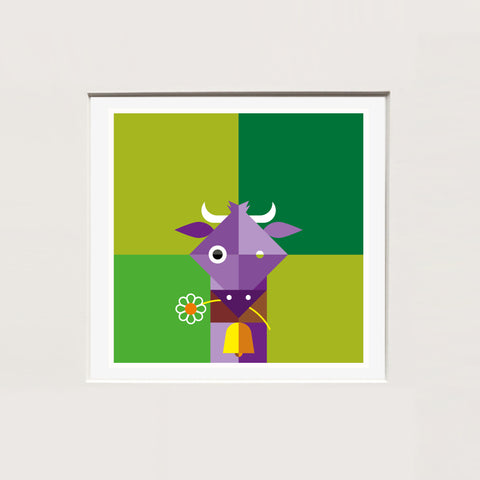 Alfred Drago Rens | MINI Mucca svizzera | 25 x 25 cm | (MINI ADR ZOO 17)