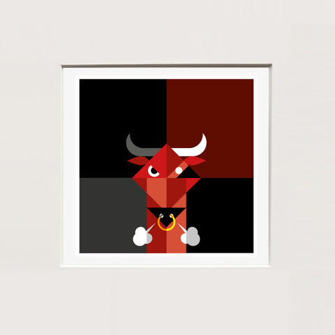 Alfred Drago Rens | MINI Toro infuriato | 25 x 25 cm | (MINI ADR ZOO 27)