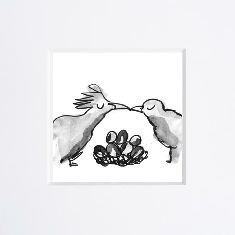 Beatrice Gaspari | Due uccelli e un nido | 20 x 20 cm | (MINI BEA 17)