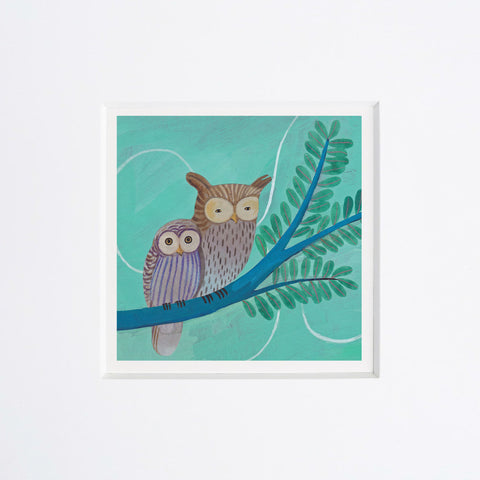 Simona Mulazzani | Gufo e civetta | 25 x 25 cm | (MINIMU 40)