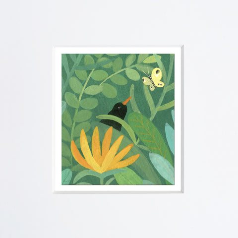 Simona Mulazzani | Il merlo e la farfalla | 25 x 25 cm | (MINIMU 76)