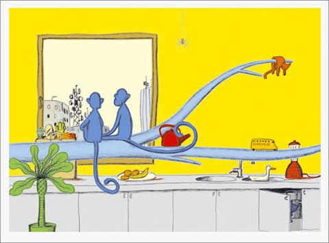 scimmie Illustrazione di Guido Scarabottolo