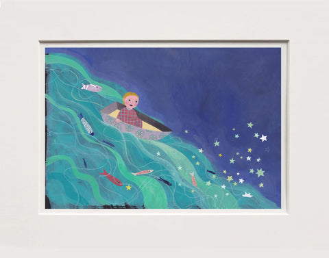 Simona Mulazzani stampa Fine Art bambino su barchetta