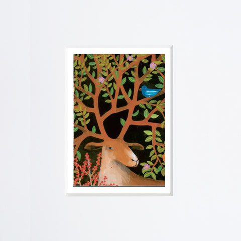 Simona Mulazzani | Cervo e uccellino | 25 x 25 cm | (MINIMU 94)