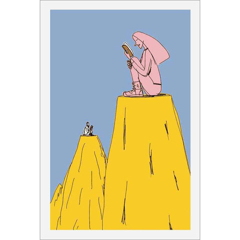 Guido Scarabottolo Illustrazione Stampa Fine Art lettori montagne